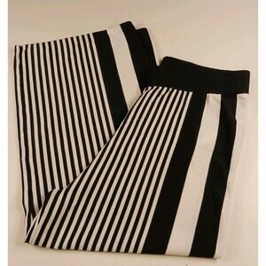Spanner Wide Leg Pants Women's Medium Black White Vertical Stripe 28x20 EUC
